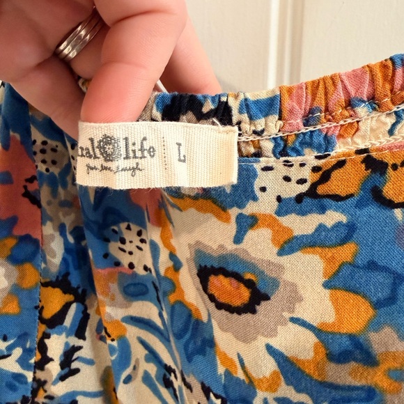 NATURAL LIFE Blue Floral Spaghetti-Strap Wide-Leg Jumpsuit - Picture 4 of 4